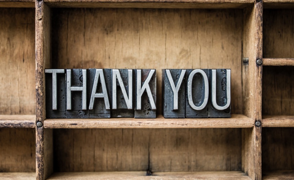 Thank You Letterpress Type in Drawer